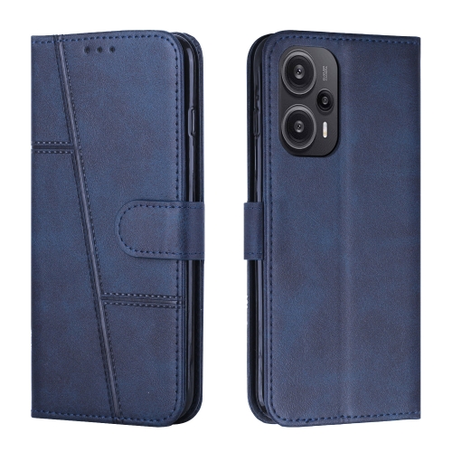 

For Xiaomi Redmi Note 12 Turbo/Poco F5 Stitching Calf Texture Buckle Leather Phone Case(Blue)