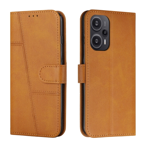 

For Xiaomi Redmi Note 12 Turbo/Poco F5 Stitching Calf Texture Buckle Leather Phone Case(Yellow)