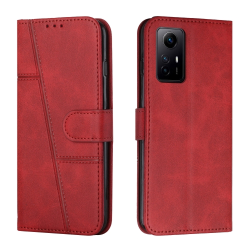 

For Xiaomi Redmi Note 12S 4G Global Stitching Calf Texture Buckle Leather Phone Case(Red)