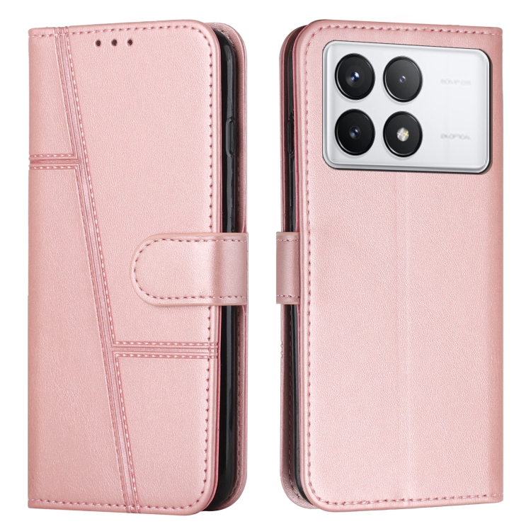 

For Xiaomi Redmi K70 / K70 Pro Stitching Calf Texture Buckle Leather Phone Case(Rose Gold)