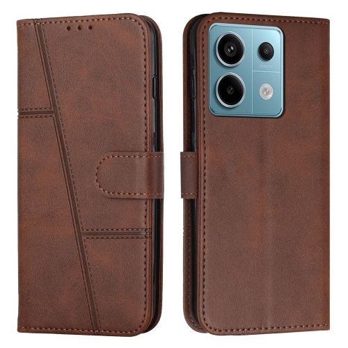 

For Xiaomi Redmi Note 13 Pro 4G Global Stitching Calf Texture Buckle Leather Phone Case(Brown)