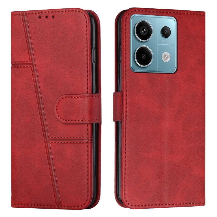 

For Xiaomi Redmi Note 13 Pro 4G Global Stitching Calf Texture Buckle Leather Phone Case(Red)