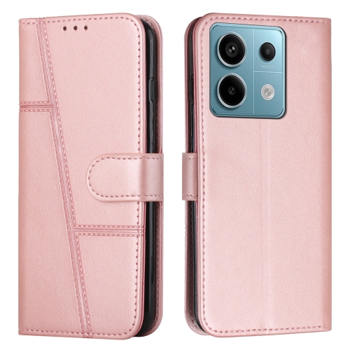 

For Xiaomi Redmi Note 13 Pro 4G Global Stitching Calf Texture Buckle Leather Phone Case(Rose Gold)