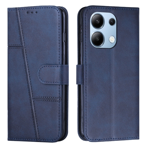 

For Xiaomi Redmi Note 13 4G Global Stitching Calf Texture Buckle Leather Phone Case(Blue)