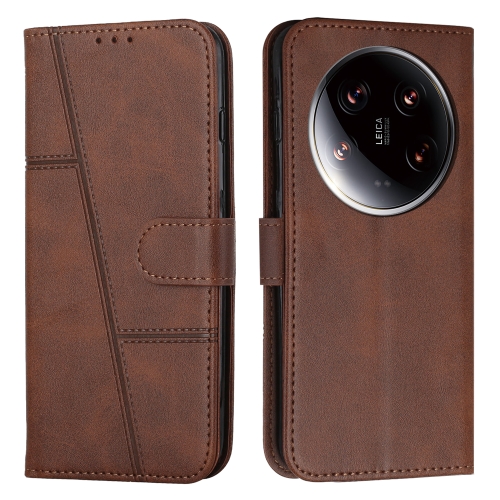 

For Xiaomi 14 Ultra Stitching Calf Texture Buckle Leather Phone Case(Brown)