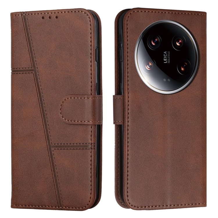 

For Xiaomi 14 Ultra Stitching Calf Texture Buckle Leather Phone Case(Brown)