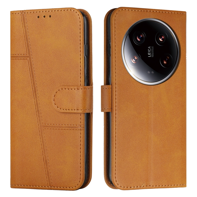 

For Xiaomi 14 Ultra Stitching Calf Texture Buckle Leather Phone Case(Yellow)
