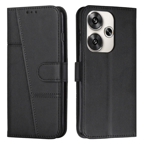 

For Xiaomi Redmi Turbo 3 Stitching Calf Texture Buckle Leather Phone Case(Black)