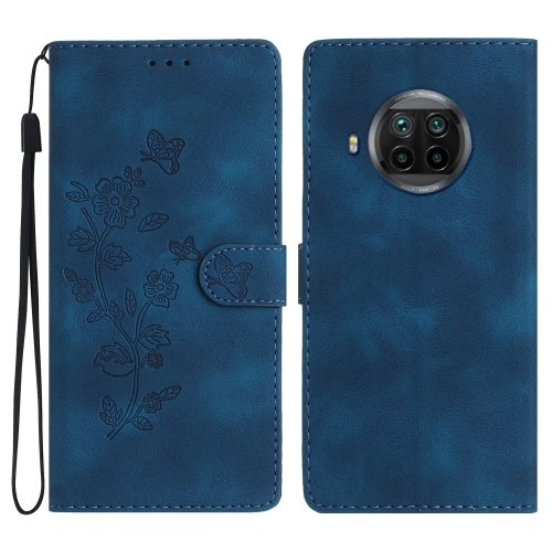 

For Xiaomi Mi 10T Lite 5G Flower Butterfly Embossing Pattern Leather Phone Case(Blue)