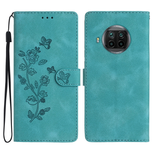 

For Xiaomi Mi 10T Lite 5G Flower Butterfly Embossing Pattern Leather Phone Case(Sky Blue)