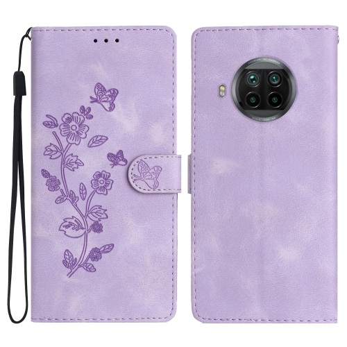 

For Xiaomi Mi 10T Lite 5G Flower Butterfly Embossing Pattern Leather Phone Case(Purple)