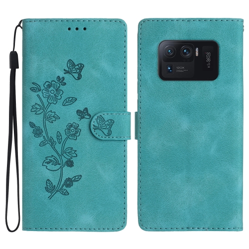 

For Xiaomi Mi 11 Ultra Flower Butterfly Embossing Pattern Leather Phone Case(Sky Blue)