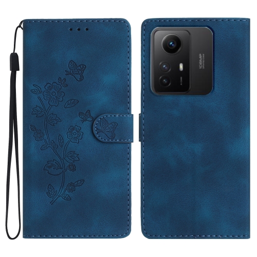 

For Xiaomi Redmi Note 12S Flower Butterfly Embossing Pattern Leather Phone Case(Blue)