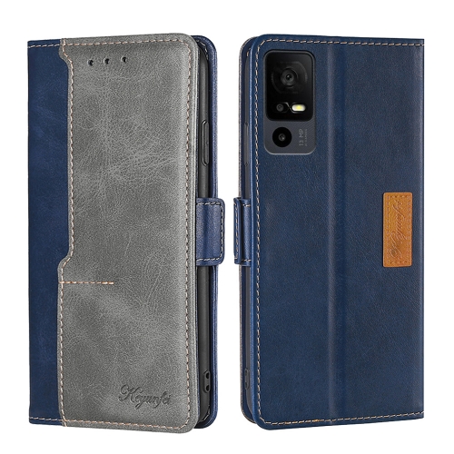 

For TCL 40 XE 5G / 40X 5G T601D Contrast Color Side Buckle Leather Phone Case(Blue + Grey)