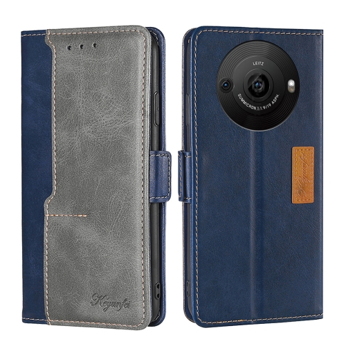 

For Sharp Aquos R8 Pro SH-51D Contrast Color Side Buckle Leather Phone Case(Blue + Grey)