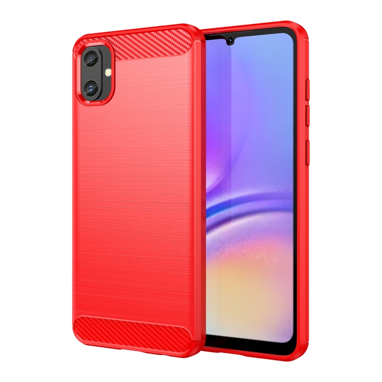 

For Samsung Galaxy A05 Brushed Texture Carbon Fiber TPU Phone Case(Red)