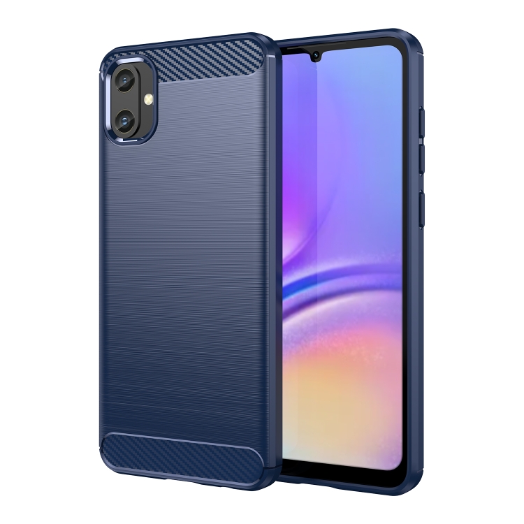

For Samsung Galaxy A05 Brushed Texture Carbon Fiber TPU Phone Case(Blue)