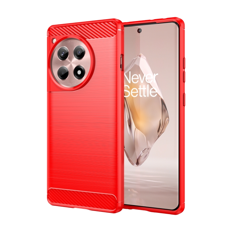 For OnePlus 12R Brushed Texture Carbon Fiber TPU Phone Case(Red) For OnePlus 12R Brushed Texture Carbon Fiber TPU Phone Case(Red)