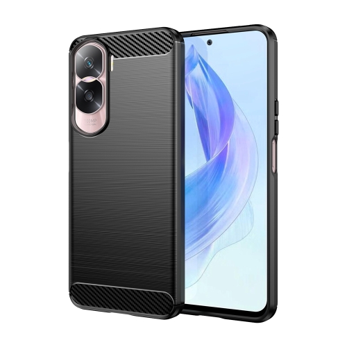 For Honor 90 Lite Brushed Texture Carbon Fiber TPU Phone Case(Black)