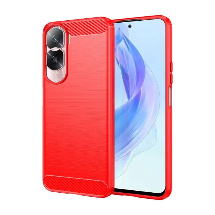 

For Honor 90 Lite Brushed Texture Carbon Fiber TPU Phone Case(Red)