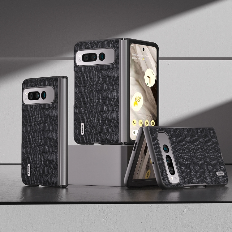 

For Google Pixel Fold ABEEL Genuine Leather Sky Series Black Edge Phone Case(Black)