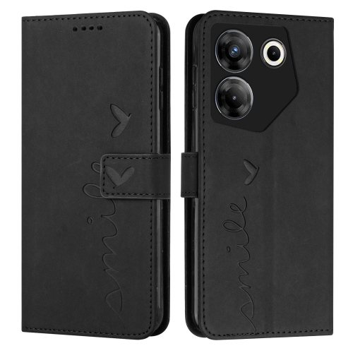 

For Tecno Camon 20 Pro 5G Skin Feel Heart Pattern Leather Phone Case(Black)