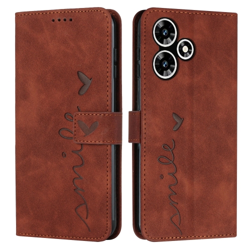 

For Infinix Hot 30 Play NFC Skin Feel Heart Pattern Leather Phone Case(Brown)