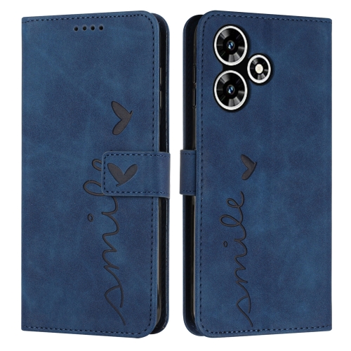 

For Infinix Hot 30 Play NFC Skin Feel Heart Pattern Leather Phone Case(Blue)