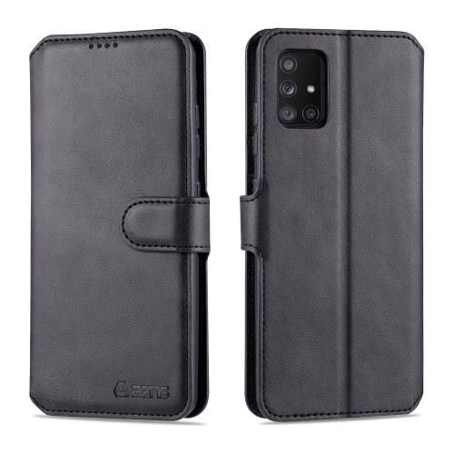 For Samsung Galaxy A51 AZNS Calf Texture Horizontal Flip Leather Case, with Holder & Card Slots & Wallet & Photo Frame(Black)