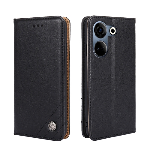 

For Tecno Camon 20 Pro 4G Non-Magnetic Retro Texture Leather Phone Case(Black)
