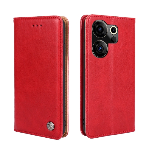 

For Tecno Camon 20 Premier 5G Non-Magnetic Retro Texture Leather Phone Case(Red)