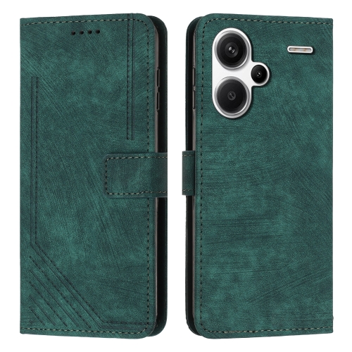 

For Xiaomi Redmi Note 13 Pro+ Skin Feel Stripe Pattern Leather Phone Case with Long Lanyard(Green)