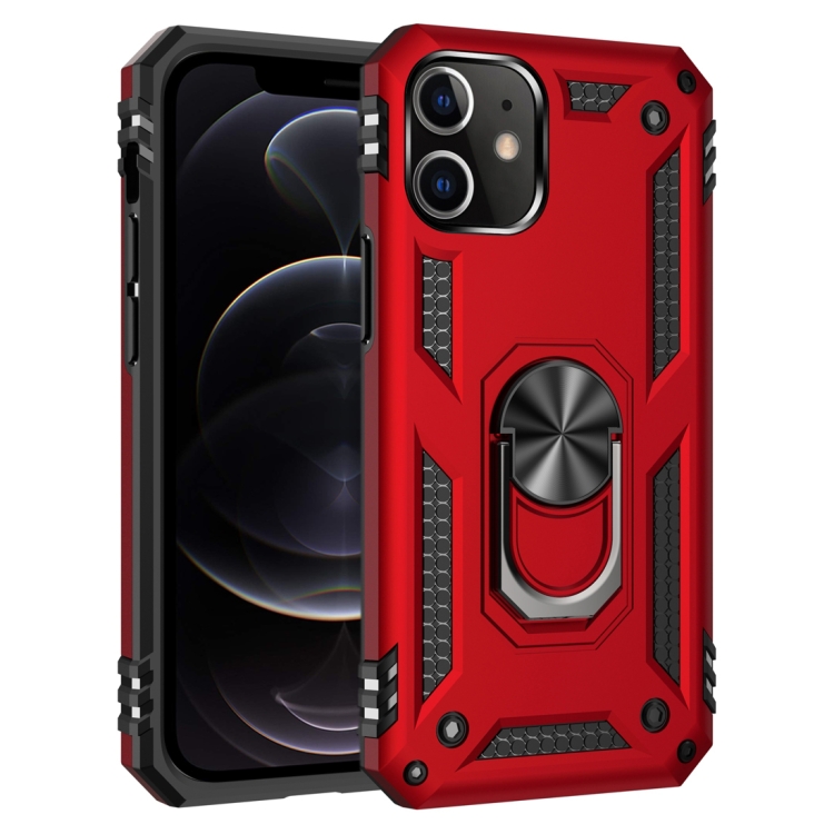 

For iPhone 12 / 12 Pro Shockproof TPU + PC Protective Case with 360 Degree Rotating Holder(Red)