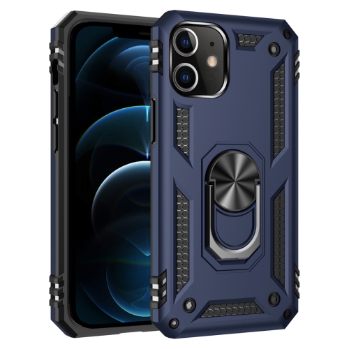 

For iPhone 12 Pro Max Shockproof TPU + PC Protective Case with 360 Degree Rotating Holder(Blue)