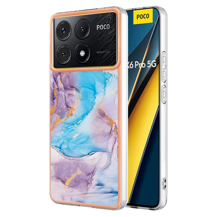 

For Xiaomi Poco X6 Pro Electroplating IMD TPU Phone Case(Blue Marble)