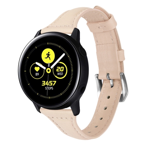 

20mm T Slim Leather Watch Band for Samsung Galaxy Watch(Apricot)