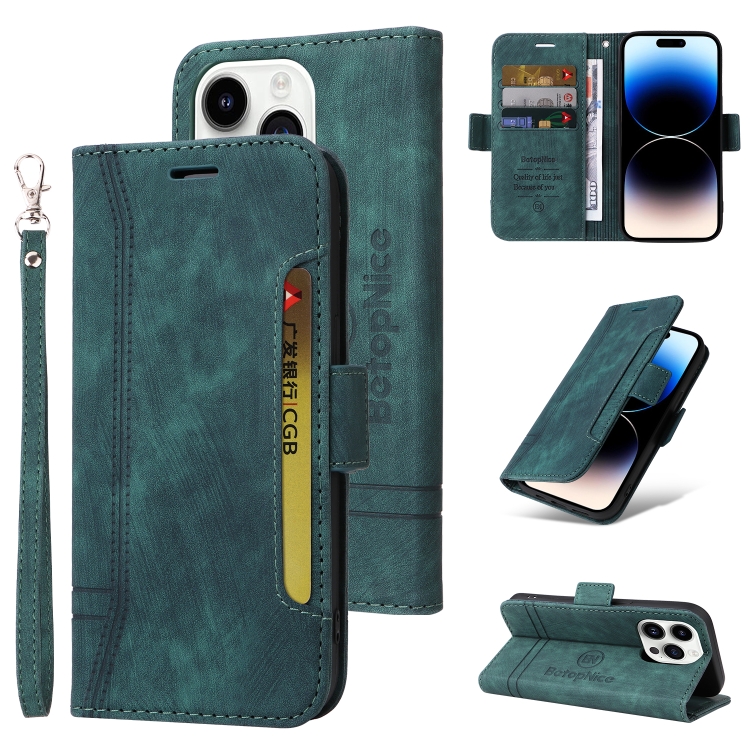 

For iPhone 15 Pro Max BETOPNICE Dual-side Buckle Leather Phone Case(Green)