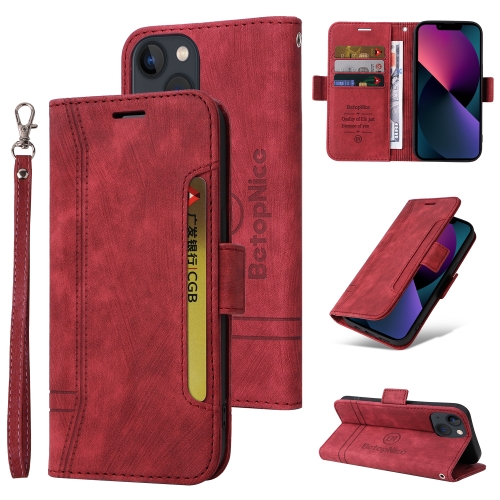 

For iPhone 15 BETOPNICE Dual-side Buckle Leather Phone Case(Red)