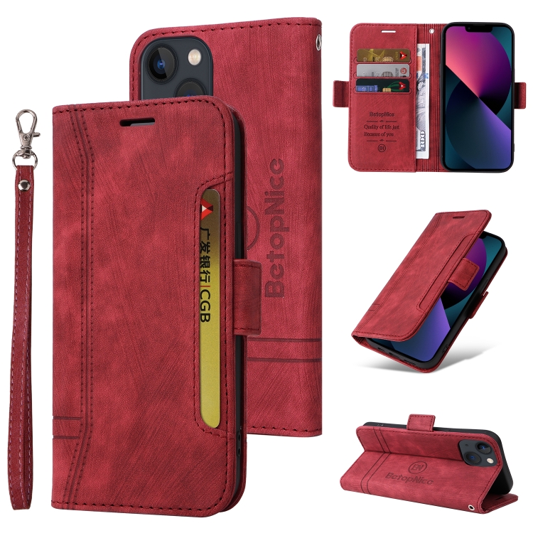 

For iPhone 15 Plus BETOPNICE Dual-side Buckle Leather Phone Case(Red)
