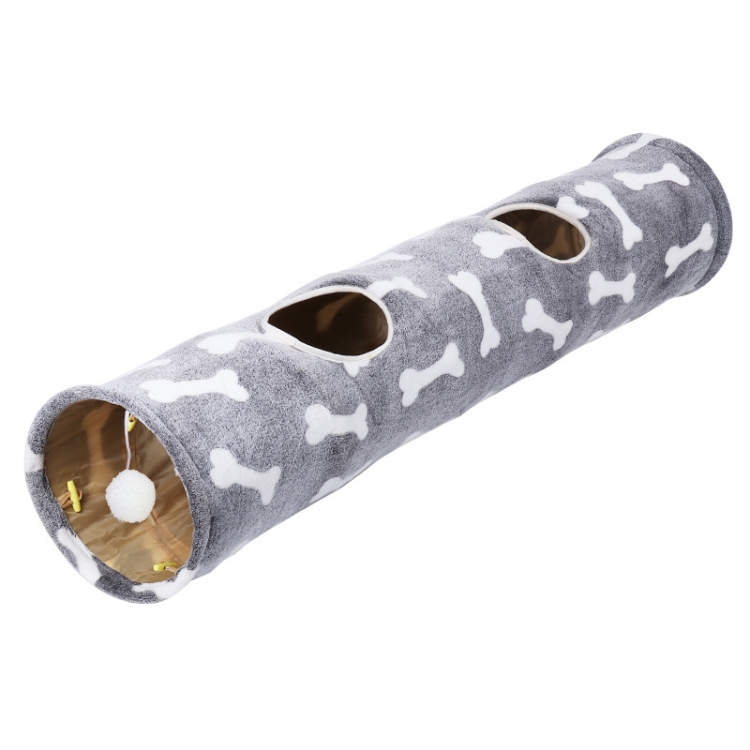 

Ring Paper Double Layer Foldable Cat Tunnel Pet Toy(Grey)
