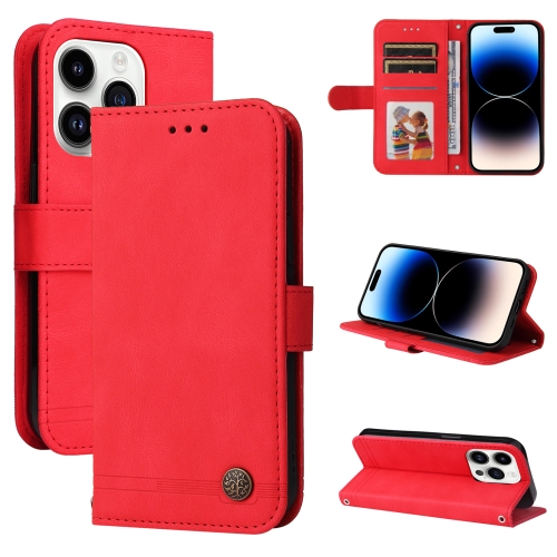 

For iPhone 15 Pro Max Skin Feel Life Tree Leather Phone Case(Red)