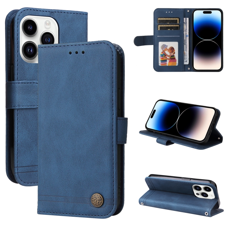 

For iPhone 15 Pro Skin Feel Life Tree Leather Phone Case(Blue)
