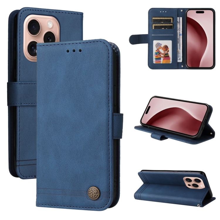 

For iPhone 16 Pro Skin Feel Life Tree Leather Phone Case(Blue)