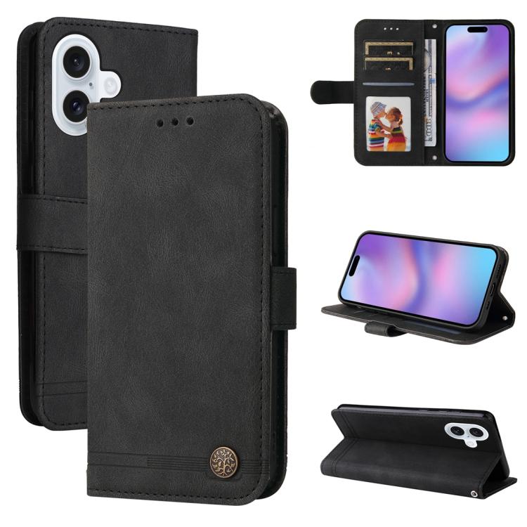 

For iPhone 17 Skin Feel Life Tree Leather Phone Case(Black)