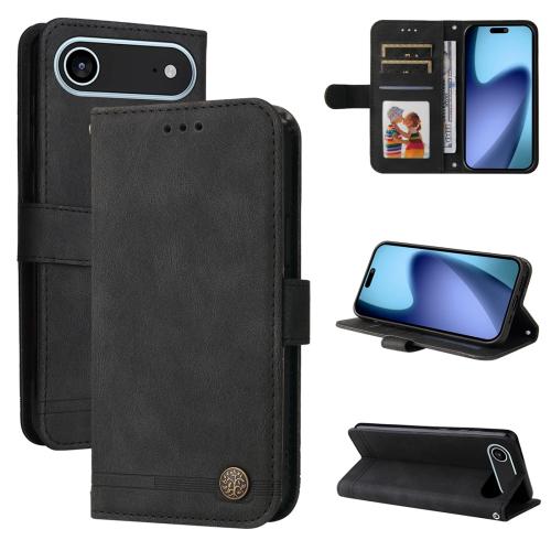 

For iPhone 17 Air Skin Feel Life Tree Leather Phone Case(Black)