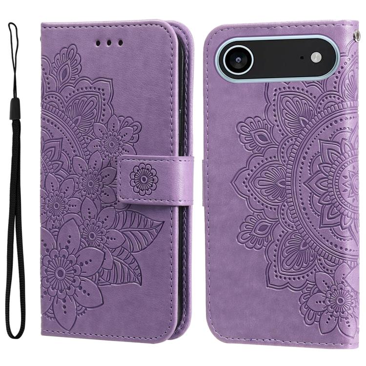 

For iPhone Air Seven-petal Flowers Embossing Leather Phone Case(Light Purple)