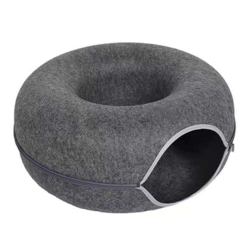 

Round Wool Felt Cat Litter Tunnel Cat Litter, Size:60x60x27cm(Dark Grey)