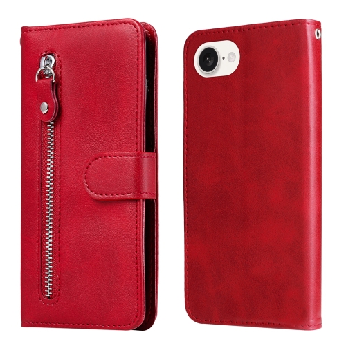 

For iPhone SE 20224 Fashion Calf Texture Zipper Leather Phone Case(Red)