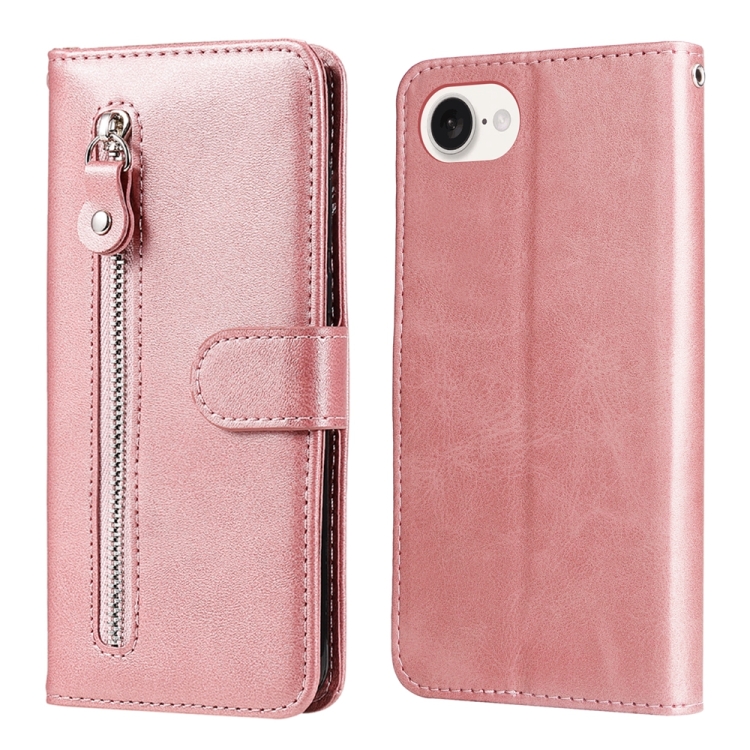 

For iPhone 16e Fashion Calf Texture Zipper Leather Phone Case(Rose Gold)