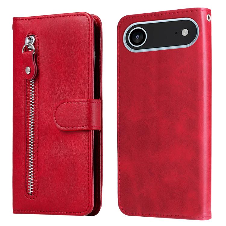

For iPhone 17 Air Fashion Calf Texture Zipper Leather Phone Case(Red)